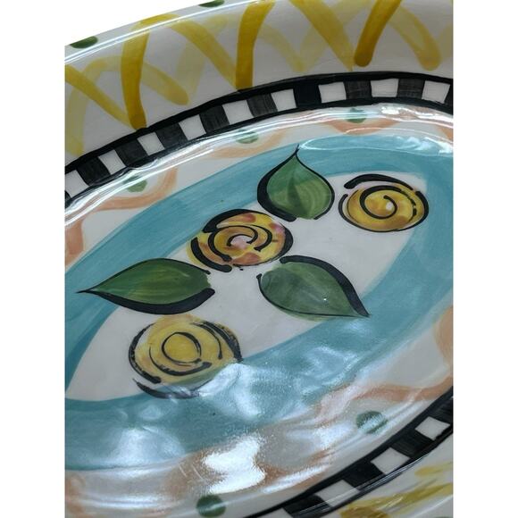 Vintage Vicki Carroll Oval Serving Pottery Platter Hand Painted & Signed 1996 - Picture 6 of 6